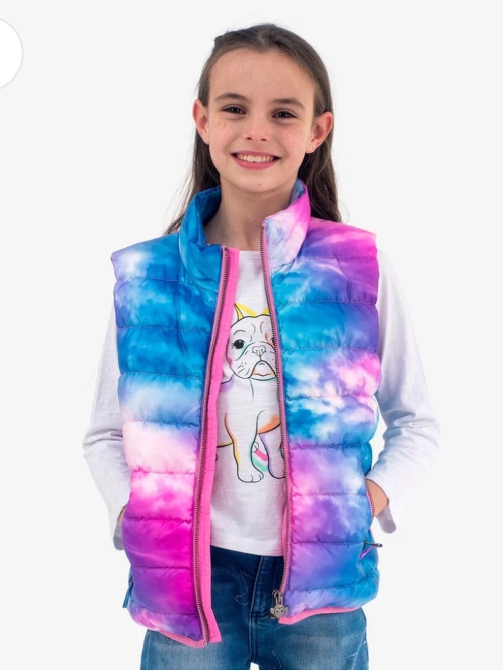 Appaman Pink & Blue Tie-Dye Dream Cloud Puffer Vest LIKE NEW 3T